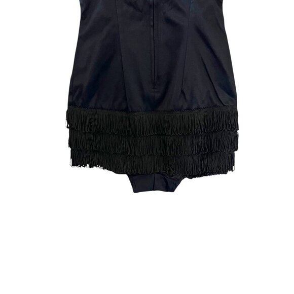 Kerrybrooke Sea Stars Sears Vintage Satin & Fringe Swimsuit In Black Size 14 - Picture 8 of 14